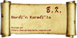 Berán Karméla névjegykártya